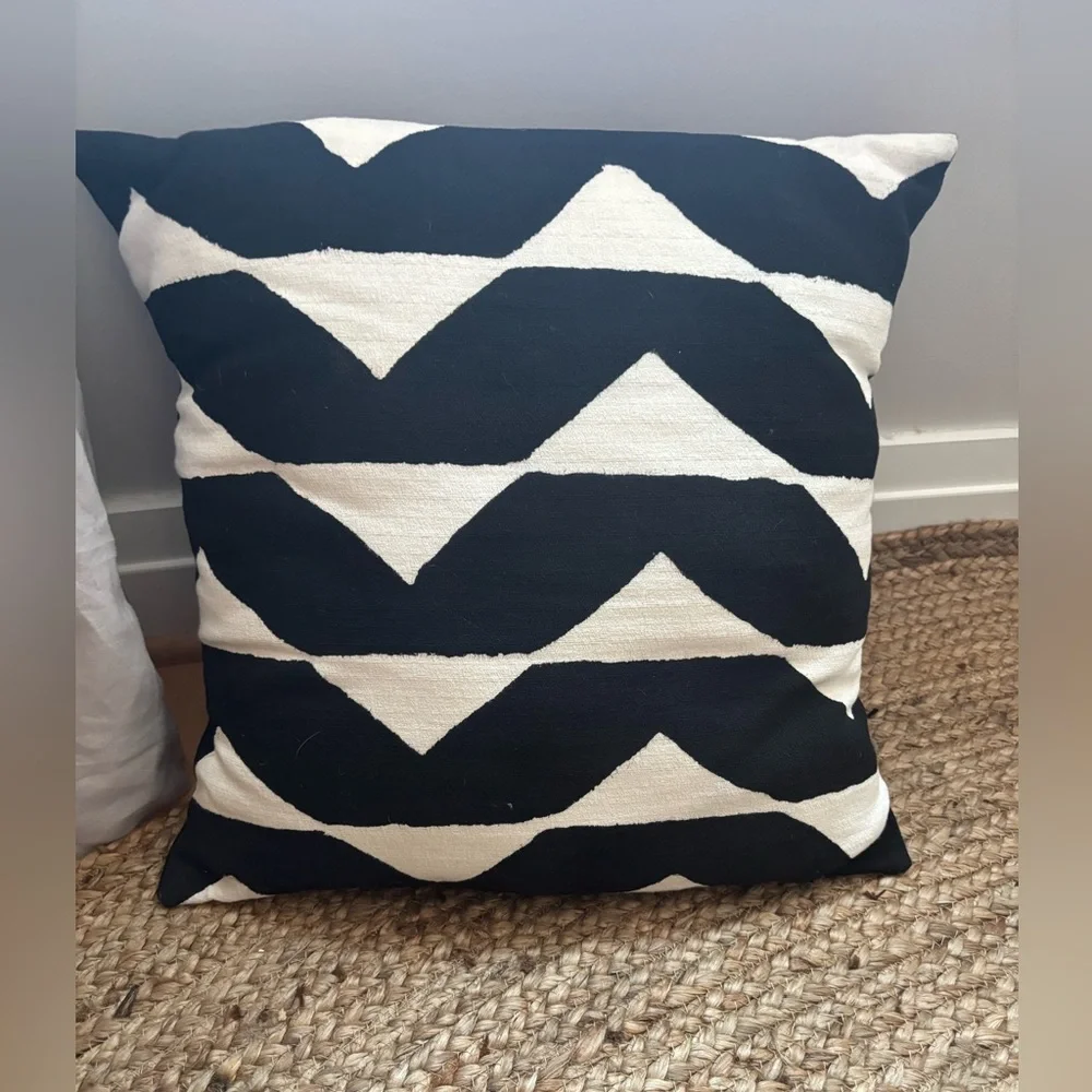 West Elm Sadza Batik Pillow, Black and White Throw Pillow